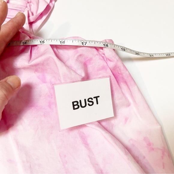 ZARA Pink Tye Dye Flowy Crop Top Large cropped blouse sleeveless ruffle boho - Picture 8 of 9